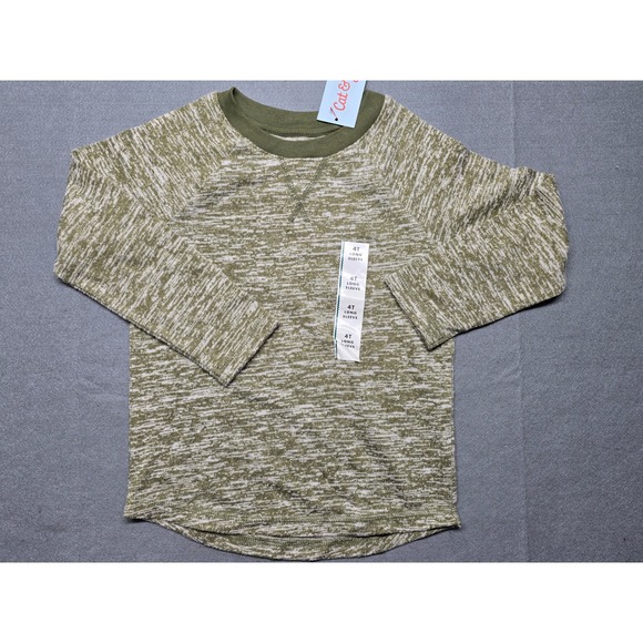 Cat & Jack Other - Cat & Jack Kids 4T Long Sleeve Raglan Tee Olive Green Space Dye Marl Shirt NEW